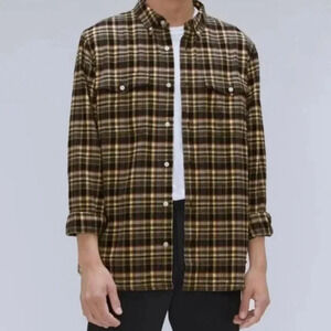 Everlane The Brushed Flannel Shirt Beech Plaid Size Large NWT $90 MSRP